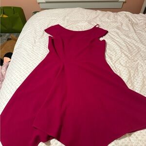 Fuschia Harper rose Women's Dress with asymmetrical hem